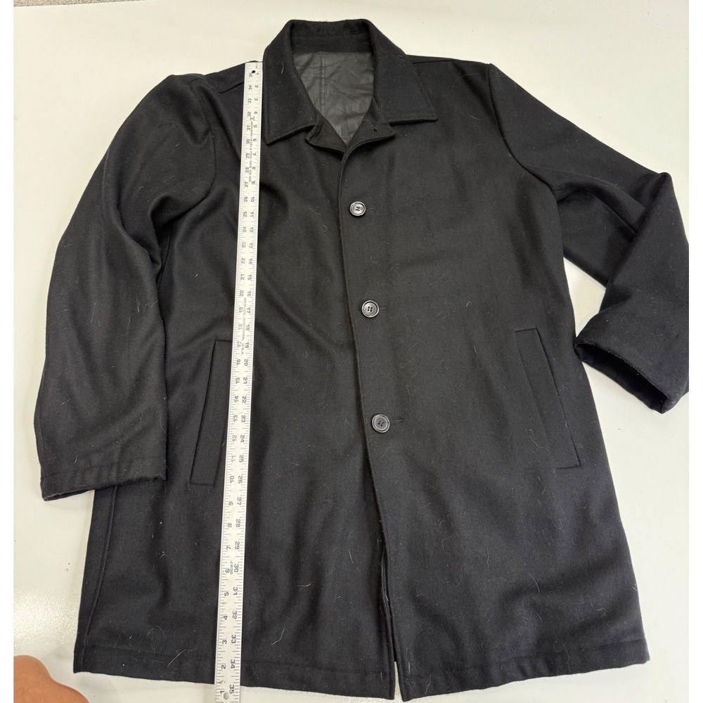 Vintage Steve & Barrys Mens Black Wool Blend Car Coat Jacket XL